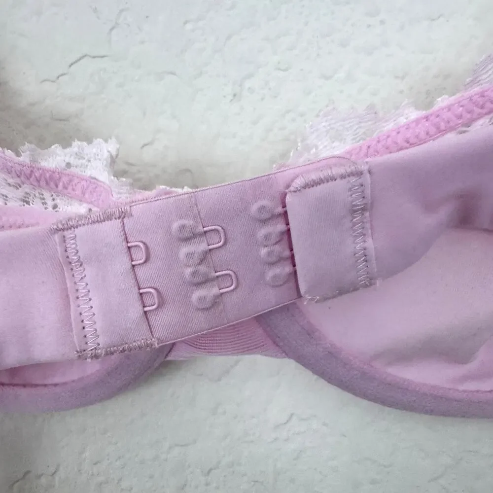 Skims Womens Fits Everybody Lace Unlined Demi Bra Sz 36B Cherry Blossom Pink - Picture 5 of 6